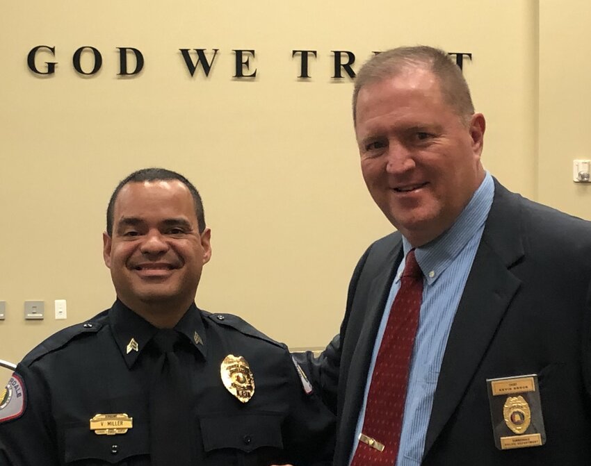 Summerdale Police Chief Kevin Brock (right) was placed on paid administrative leave Wednesday, June 21, by Mayor David Wilson.