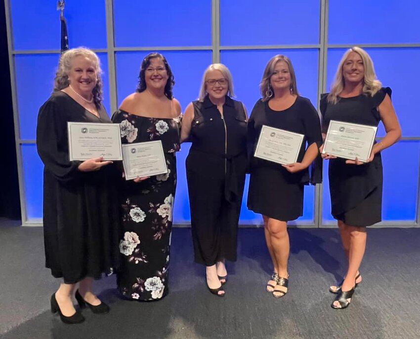 Suzette Hataway, IOM, VP of operations and finance; Penny Hughey, IOM, VP of education and programs; and Sharon Wiese, IOM, VP of membership and marketing for the Coastal Alabama Business Chamber, received the recognition of IOM for graduation from the Institute for Organization Management&rsquo;s leadership training program.