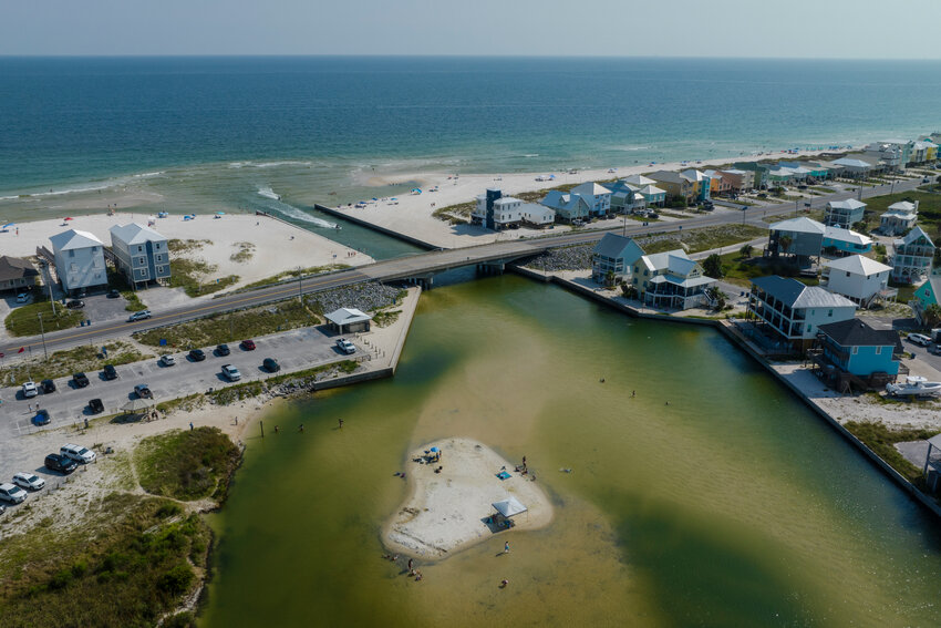 Drone shots from West Beach near Little Lagoon on July 20, 2023.