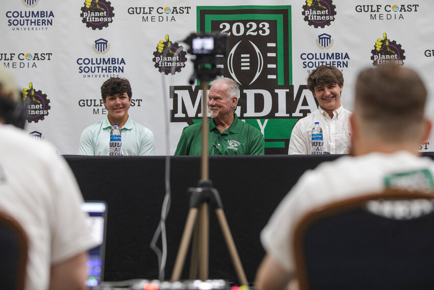 The Bayshore Christian Eagles were represented by Nate Crooms, head coach Phil Lazenby and Brooks Jones at the second-annual Gulf Coast Media Day on Thursday, July 27, at the Orange Beach Event Center. Bayshore Christian is set to play a middle school and junior varsity schedule in its first year as a football program.