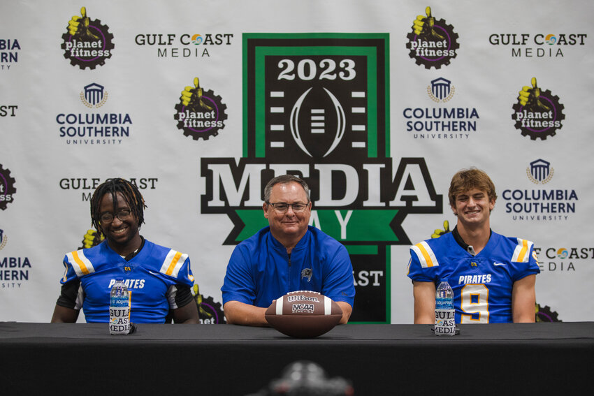 Ameyr Adams, head coach Tim Carter and Nolan Phillips previewed the Fairhope Pirates&rsquo; upcoming season at the second-annual Gulf Coast Media Day on Thursday, July 27, in Orange Beach. Carter said another large senior class is ready to take over as leaders.