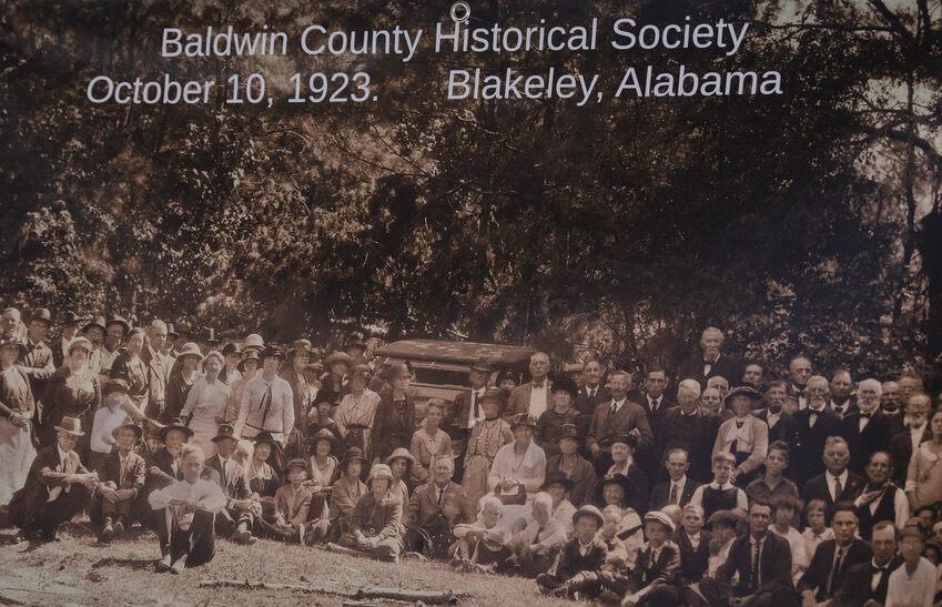 A banner at the 100 years of BCHS showed the original image of the historians who were part of the first members of the society in 1923.