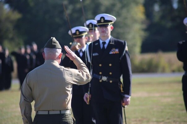 The review was conducted by Captain Regan Cieff, retired U.S. Marine Corps, who oversees JROTC programs throughout Alabama, Louisiana, Texas and Florida.