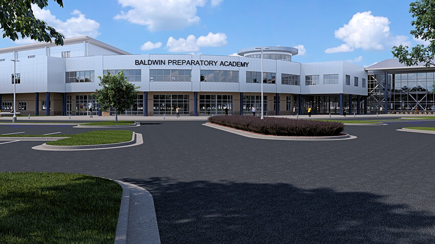 Rendering of Baldwin Prep Academy, projected to open in August 2024.