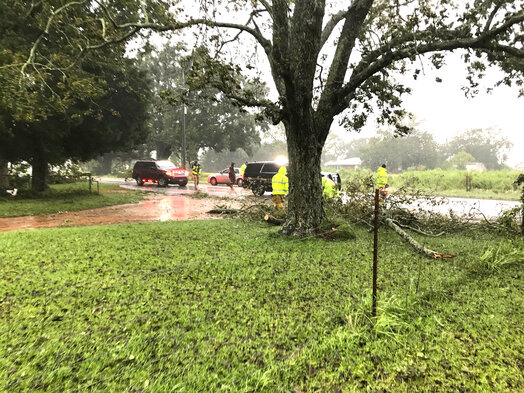 Foley first responders guide traffic around a blocked road immediately after Hurricane Sally in September 2020. The city of Foley will start construction of a safe room to shelter police, firefighters and other emergency personnel during hurricanes and other events.