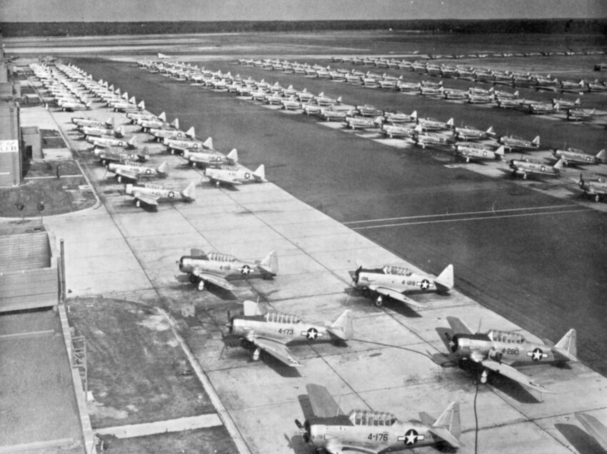 Navy training aircraft line the runways at Barin Field in Foley during World War II. The National Park Service named Foley one of 11 new American World War II Heritage Cities.