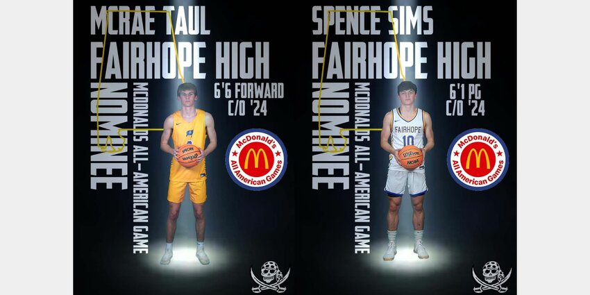 Fairhope seniors McRae Taul and Spence Sims were recently announced as nominees for the McDonald&rsquo;s All-American Game held annually with the top 48 players in the country. This year&rsquo;s contest is scheduled for April at the Toyota Center in Houston, Texas.