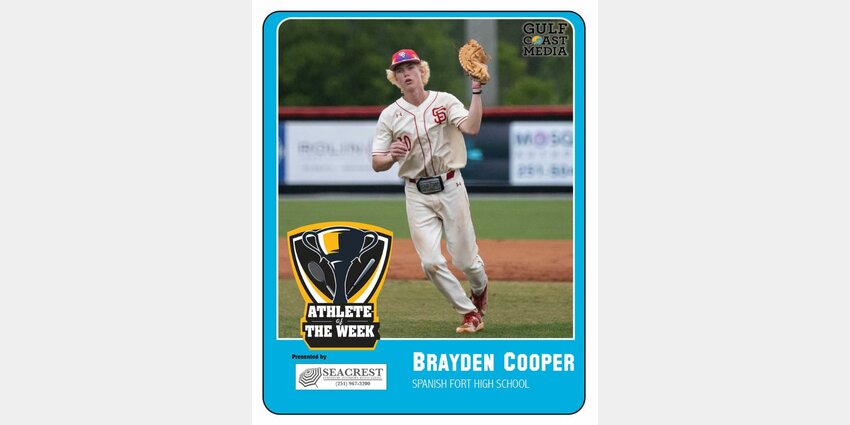 With an impact on both sides of Spanish Fort&rsquo;s 11-2 win over UMS-Wright on Opening Day, Brayden Cooper won over Gulf Coast Media readers to earn Seacrest Furniture Athlete of the Week honors. A walk-off hero from the 2023 state quarterfinals, the Mississippi Gulf Coast commit picked up right where he left off last year to get the Toros started on a high note.
