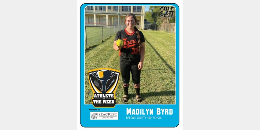 With a no-hit effort in a 1-0 win over Dothan, Baldwin County senior Madilyn Byrd also garnered Seacrest Furniture Athlete of the Week honors. The all-state pitcher and FAU commit helped the Tigers to the semifinals of the Jubilee Shootout to open the regular season.