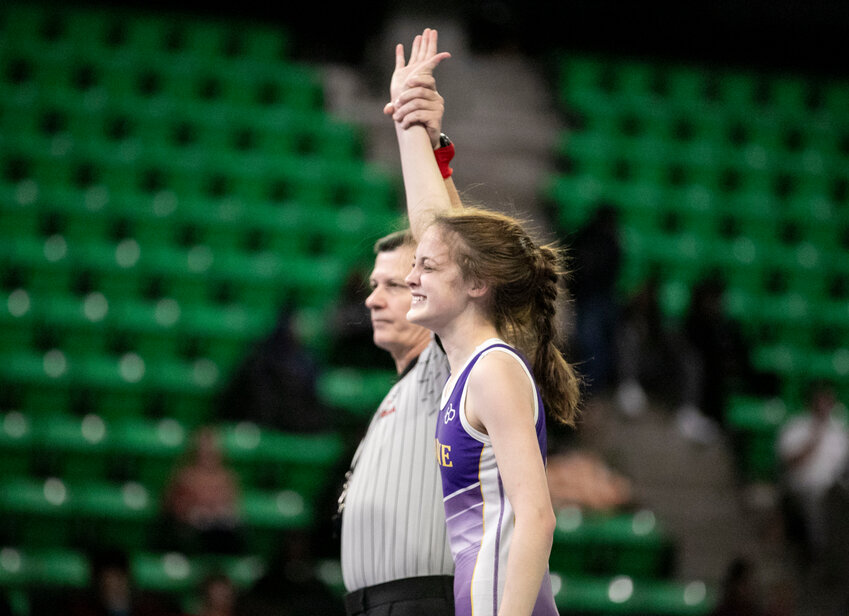 Daphne&rsquo;s Alanah Girard is crowned the 100-pound champion at the girls&rsquo; wrestling state meet on Jan. 20, 2023, at the Birmingham CrossPlex. Following a meeting of the Alabama High School Athletic Association Central Board of Control on March 16, girls&rsquo; wrestling was officially approved as the 13th sport sanctioned for championship play.