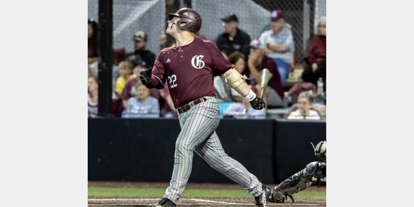 Gardendale junior Caiden Combs delivers the game-winning hit in the 17th inning of Wednesday&rsquo;s contest against the Hueytown Golden Gophers. The non-area battle set a record for the longest game in Alabama High School Athletic Association history where it topped the previous record of 16 innings from 2012.