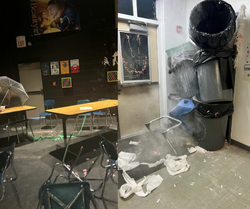 Friday evening, a Gulf Coast Media reader emailed two photos of the prank's damage inside the school.