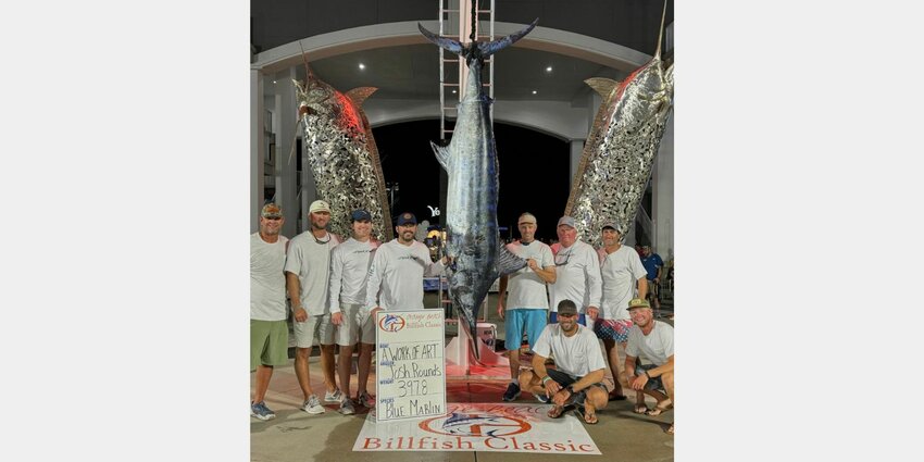 The winning blue marlin from the Orange Beach Billfish Classic belonged to a local boat, A Work Of Art, that was caught by angler Josh Rounds, measured 111 inches and weighed 397.8 pounds. The first tournament of the Gulf Coast Triple Crown Big Game Fishing Championship wrapped up at The Wharf on Wednesday, May 22.