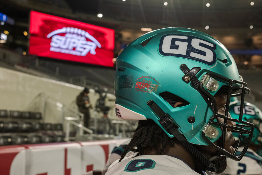 Gulf Shores senior Kingston Lowe prepares for pregame introductions ahead of the Class 5A state title game between the Dolphins and Ramsay Rams at Bryant-Denny Stadium in Tuscaloosa on Dec. 7, 2023. With the expanding College Football Playoff, Alabama and Auburn have been removed from the AHSAA&rsquo;s Super 7 championship host rotation.