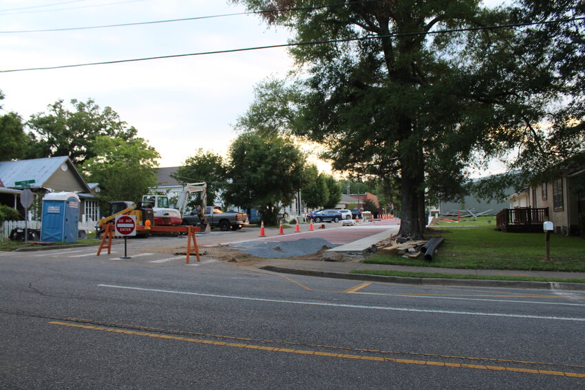 Construction is underway on Pine Street.