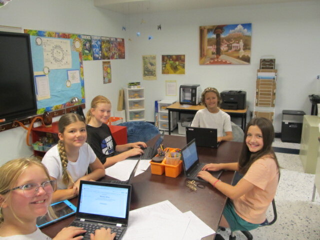 Pictured are members of the Pirate Press team including Sawyer Smith, Aubrey Carlson, Ida Mae Myrick, Isaac Davis and Ruby Rowe.