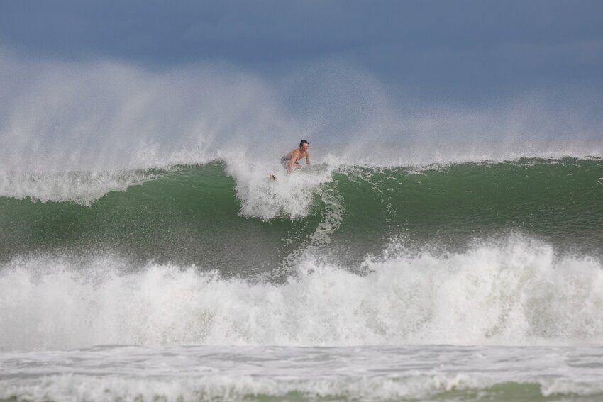 As Hurricane Helene made its way through the western Gulf of Mexico Thursday afternoon, Sept. 26, it sent waves as high as 15 feet slamming into the beaches of Orange Beach and Gulf Shores, according to Surfline: Wave and Surf Reports. but with beautiful weather otherwise, surfers from across the Gulf Coast made their way to places like Terry's Cove, where waves hit as high as 12 feet.