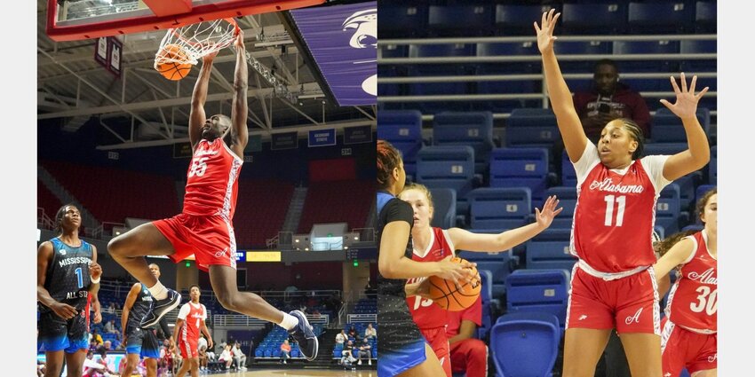 Spring Garden’s Ace Austin launches a 3-pointer during the 35th-annual Alabama-Mississippi All-Star Classic at the Mitchell Center on the campus of South Alabama Saturday afternoon. Austin contributed 17 points and 7 assists to the 81-71 win that secured an eighth-straight win in the series for the Alabama All-Stars.