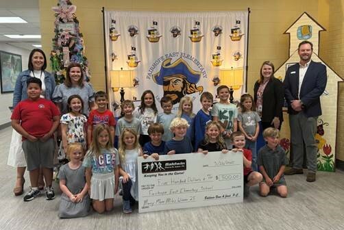 Fairhope East Elementary: Christina Stacey, Principal, Beth Stocks and her winning 1st grade class, Beth Ann Mills, School Counselor, Will Wiggins, Executive Administrator, Baldwin Bone &amp; Joint.