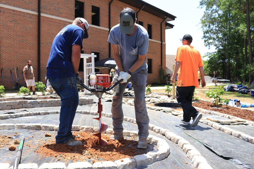Volunteers and students put together the outdoor classroom almost in one day.
