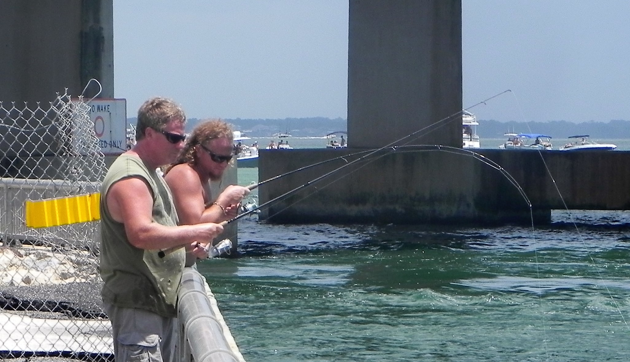 Scenes from the reopened fishing wall at Perdido Pass.