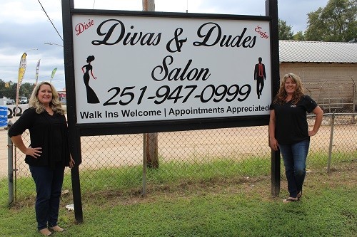 Owners Dixie Overby and Evelyn Clem are living their dream at Diva’s and Dude’s Salon in Robertsdale.