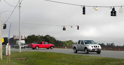 Traffic at the intersection of County Road 32 and Alabama 59 in Summerdale.