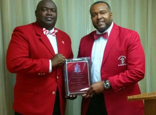 Polemarch Vinson J. Bradley of Bay Minette recognized Brother Chris Norman from Bay Minette with a plaque as the speaker for the 2017 Founders Day Meeting.