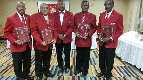 During the ceremony Polemarch Vinson J. Bradley of Bay Minette presented achievement awards to several members for their dedicated work throughout the years for the fraternity. They included: Brother Robert Thomas of Brewton, retired Social Science Division chair for Faulkner State Community College; Brother Willie J. Grissett of Atmore, retired principal for Escambia County Schools; Brother James C. Cox of Bay Minette, retired assistant school superintendent for Baldwin County Schools; and Brother Dr. Ulysses McBride of Atmore, retired president for Reid State Community College and Bishop State Community College.