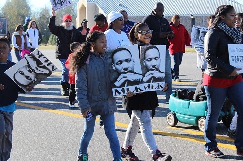 Participants march during the 2016 MLK March in Loxley.