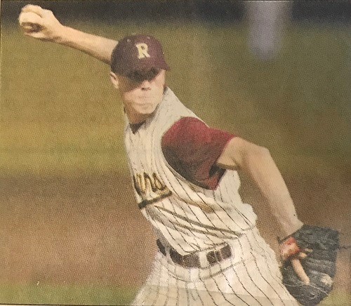 A newspaper clipping of Jace Waters pitching for Robertsdale High School.