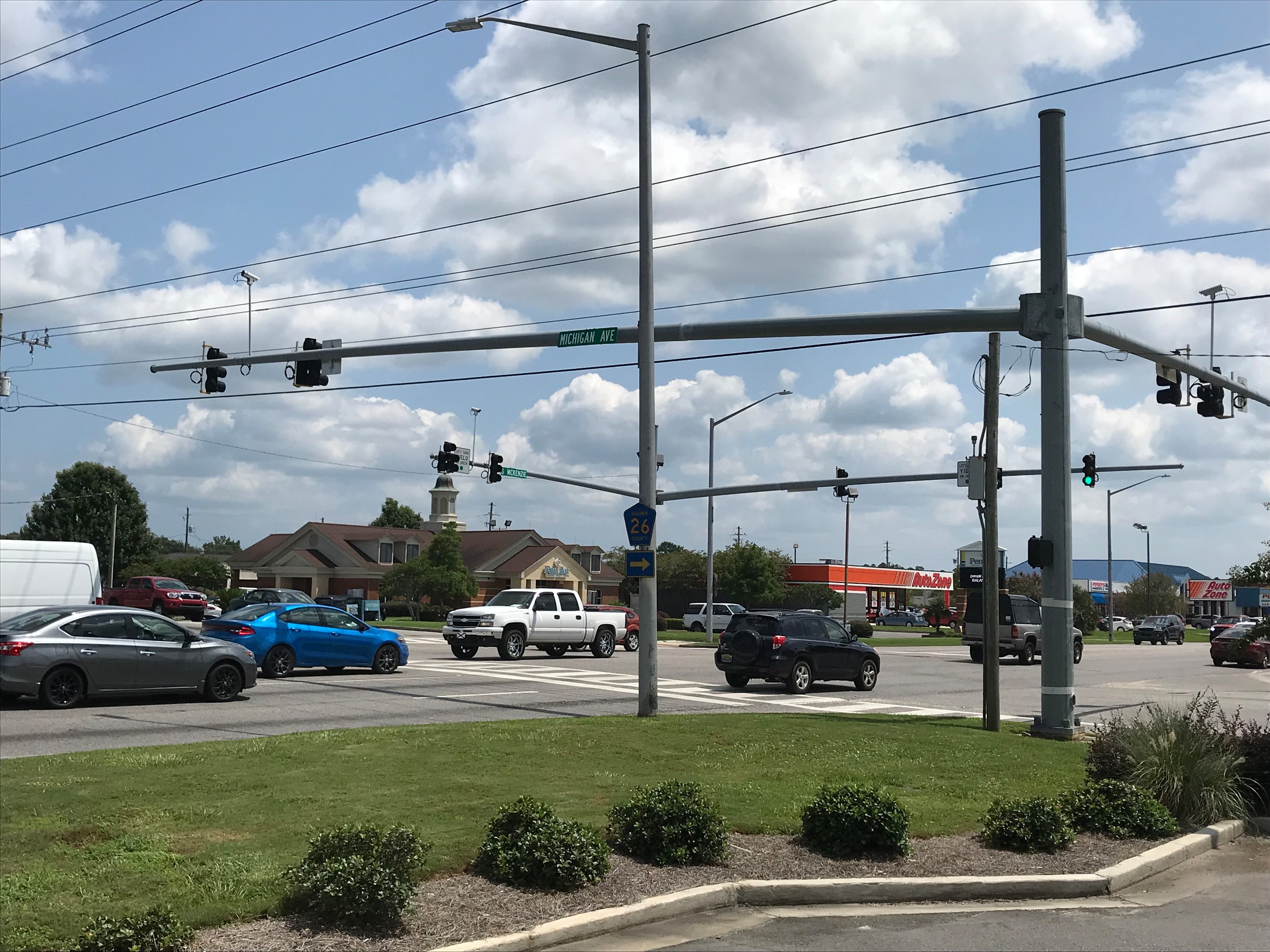 The intersection at Highway 59 and Michigan Avenue, one of the proposed intersections for the implementation of the new traffic signal preemption system from the Foley Fire Department.