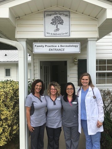 Pictured left to right: Shari Woody, Billing Manager Melanie Adams, Medical Assistant Adela Reed, and Sabrina Reeves PA-C.