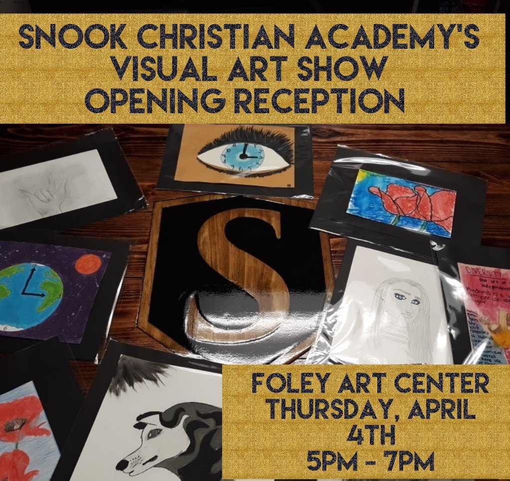 A glimpse of the students' artwork that will be on display during the month of April at the Foley Art Center.