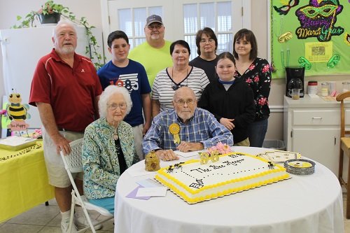Rex Aldridge celebrates his 96th birthday surrounded by family in 2017 at the Robertsdale Senior Center.