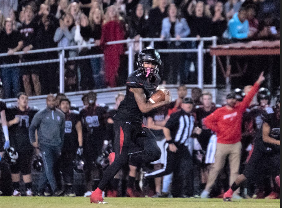 Kris Abrams-Draine (1) shows off his speed as he scores his second TD against Opelika.