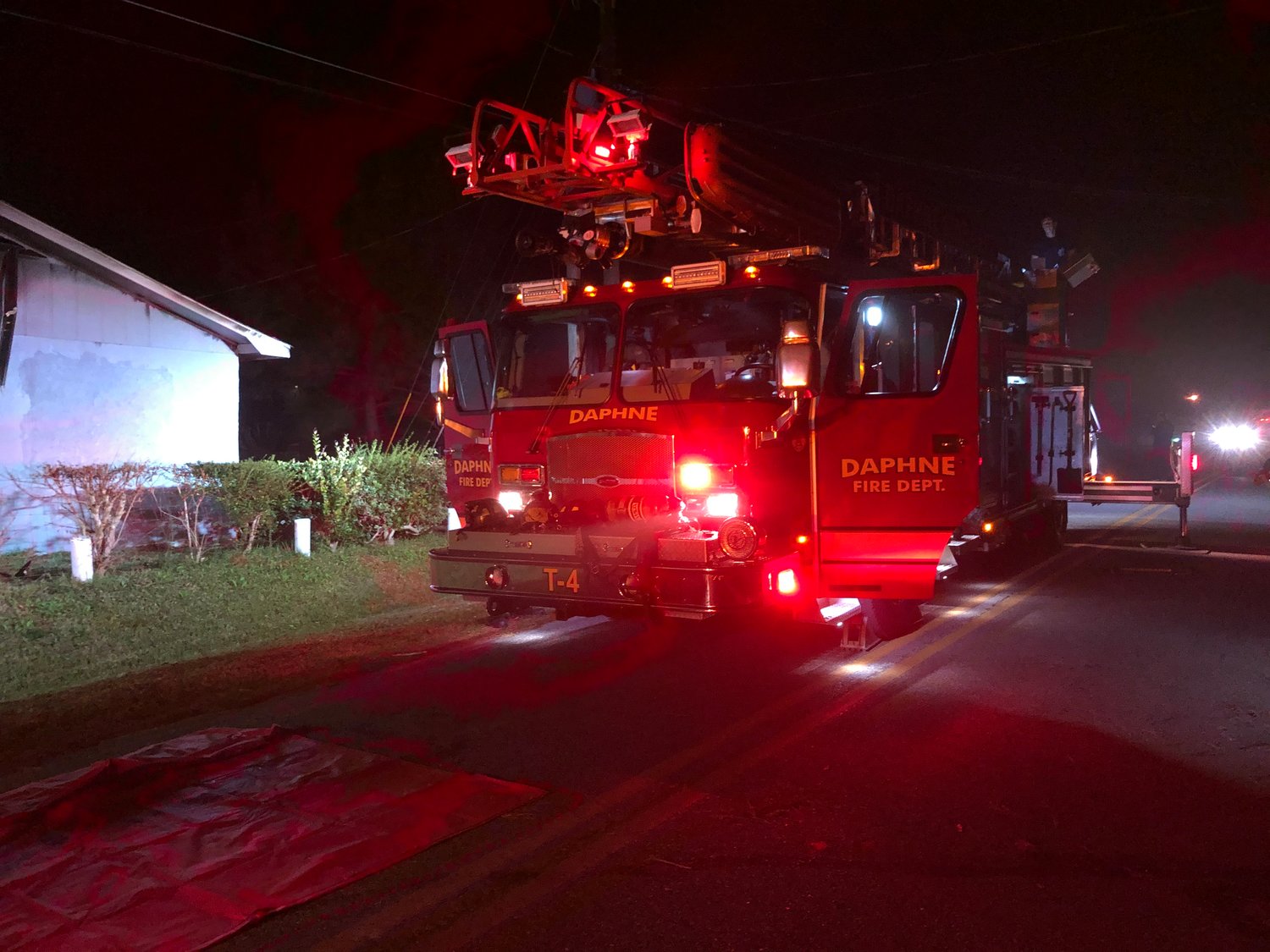 A Daphne fire truck responds to a house fire call. Firefighters and other Daphne first-responders will be getting hazardous duty pay during the COVID 19 outbreak.
