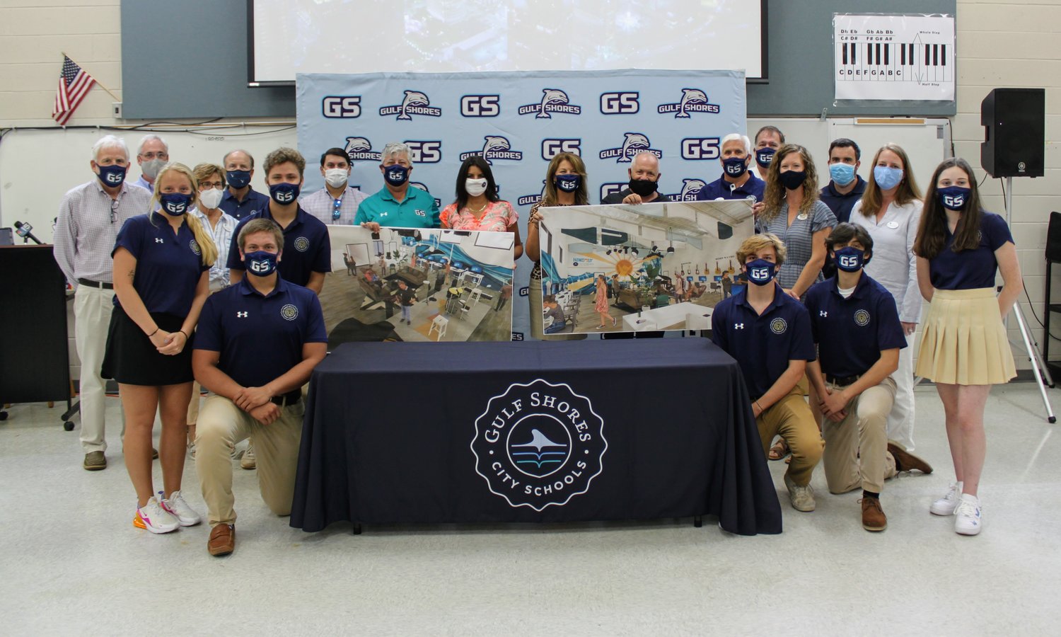 In September 2020, Gulf Shores City Schools announced an exciting partnership with The Hangout Hospitality Group during a news conference. The Hangout Hospitality Group is gifting $100,000 to build a state of the art, industry-leading music lab for students. The funds will be directed through the Dolphin Foundation for Education and Arts.