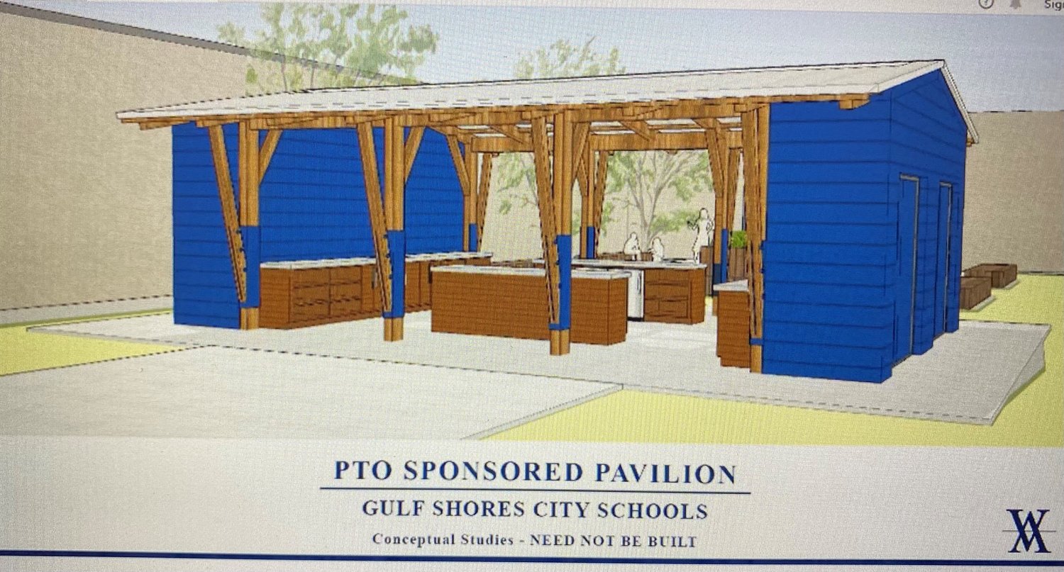 The open-air covered pavilion is to be located between the elementary and middle school and will allow for the space to be shared by both schools. It will feature grills and refrigerators and expansive counters to allow for hands on learning.