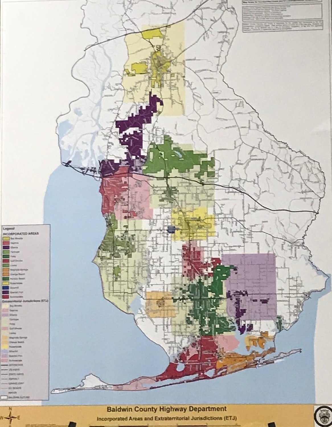 A Baldwin County map shows city limits and planning jurisdiction boundaries.