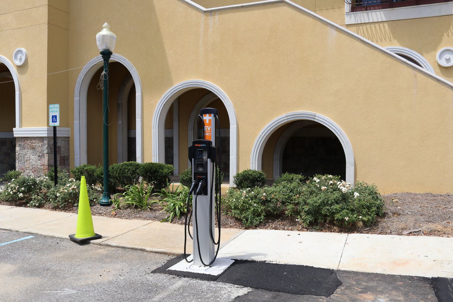 A charging station at Daphne City Hall.