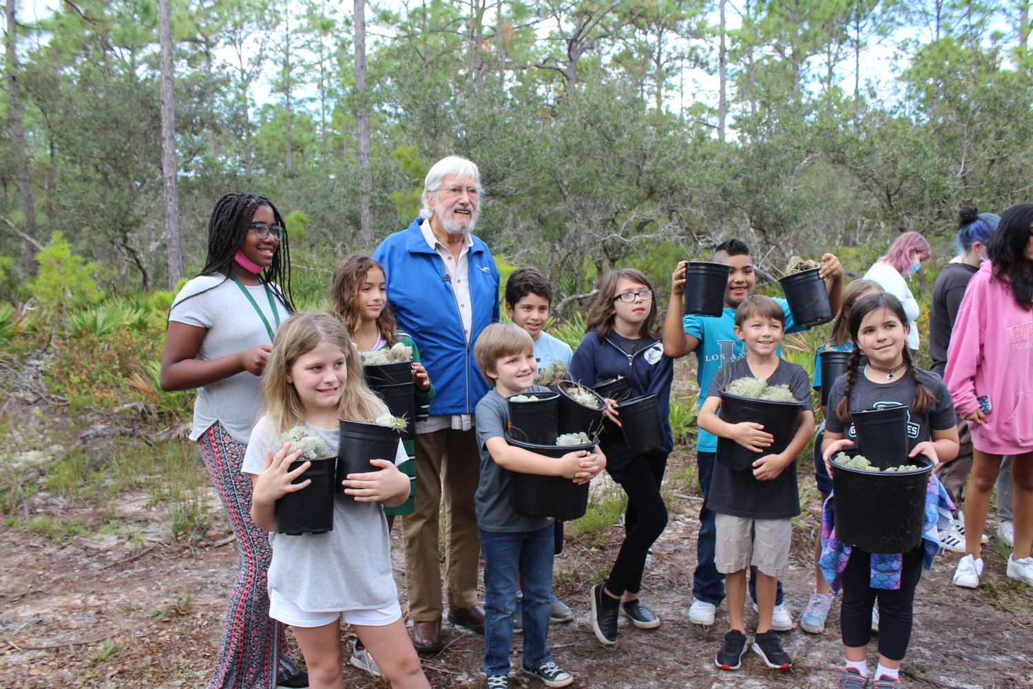 Jean-Michele Cousteau toured the site for the Gulf Coast Eco Center with students during the ground saving event.