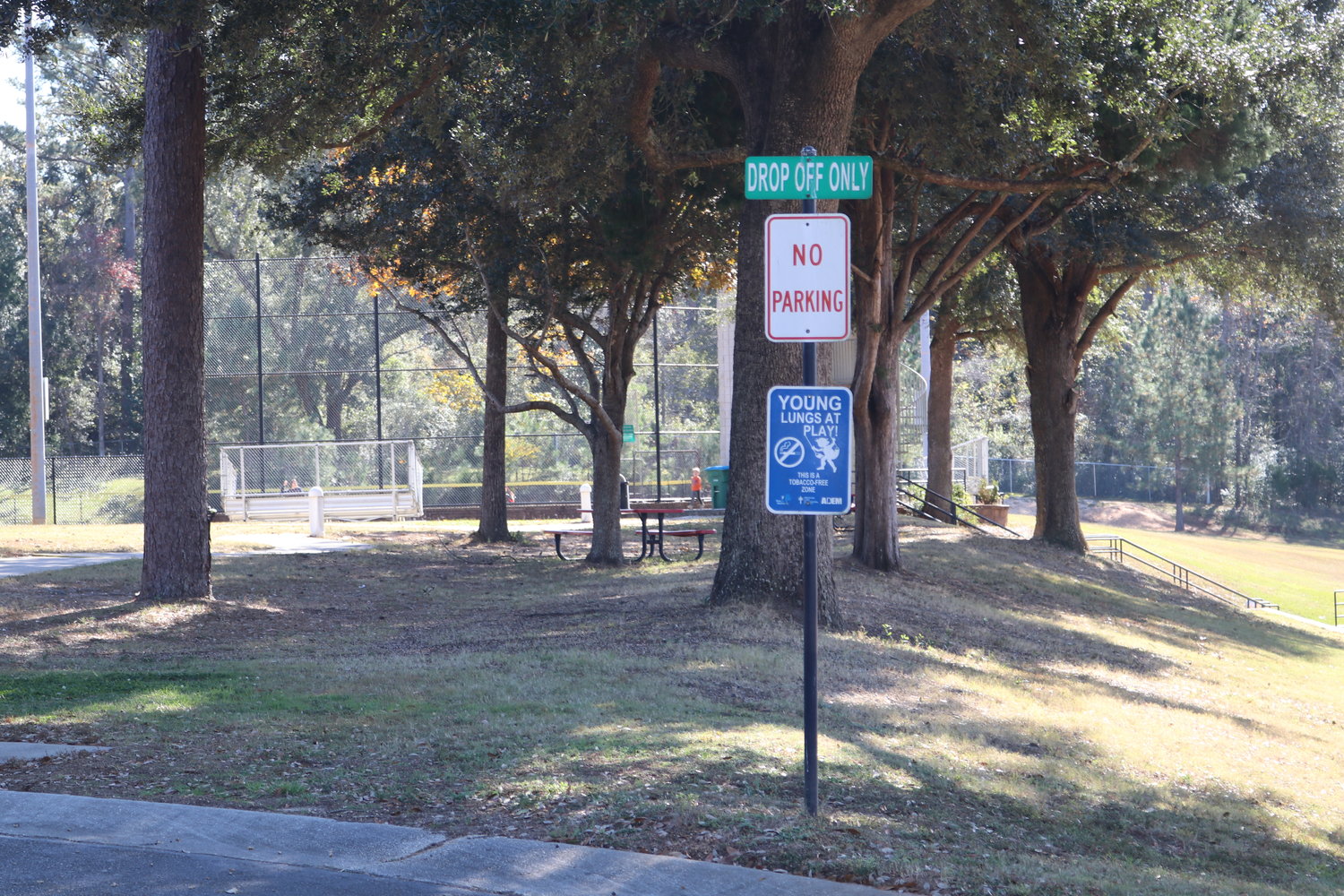 Signs prohibit parking in areas of Spirit Park in Spanish Fort. City Council members will vote Dec 6 on an ordinance allowing Spanish Fort police to ticket drivers who violate parking restrictions.