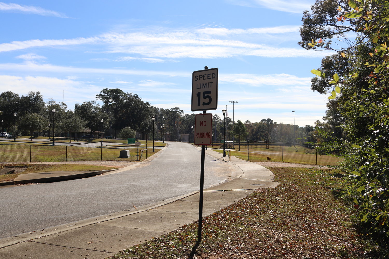 Signs prohibit parking in areas of Spirit Park in Spanish Fort. City Council members will vote Dec 6 on an ordinance allowing Spanish Fort police to ticket drivers who violate parking restrictions.