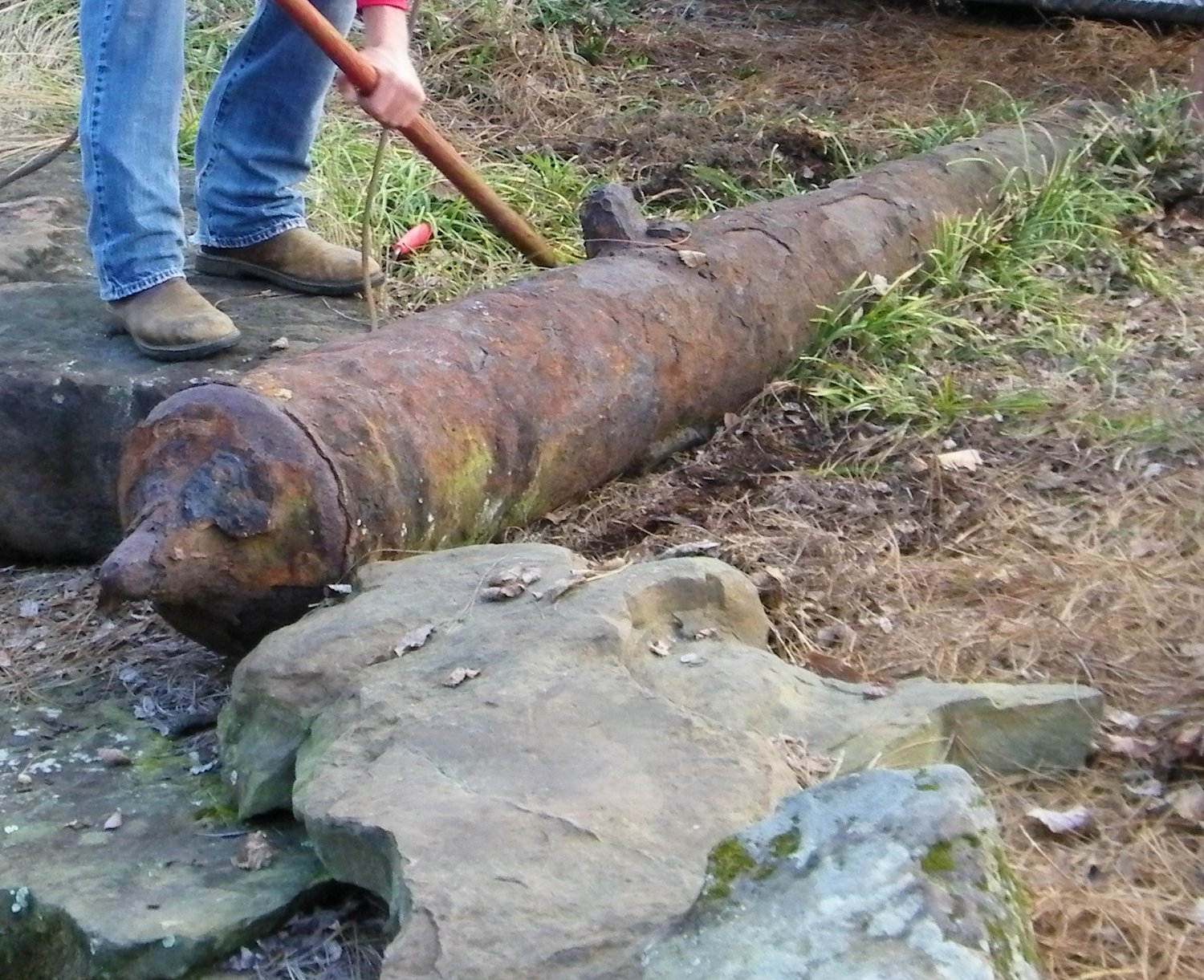 Spanish Fort city crews and residents excavate a cannon found in the city in 2017. After more than three years of preservation work, the gun will go on display at Spanish Fort City Hall. Officials said they do not know for certain how old the cannon is or how it came to be at the site.