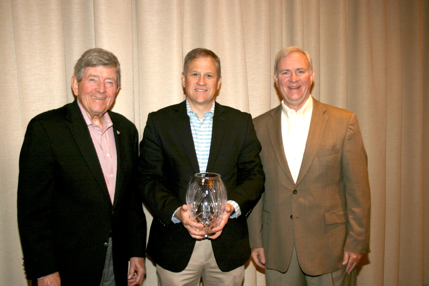 Tom DeBell, Riviera Utilities President/CEO and vice chairman of the AMEA Board of Directors, was presented a special award for Riviera Utilities’ 40-year partnership with AMEA. Shown with him are (L to R): Mayor Gary Fuller of Opelika, chairman of the AMEA Board of Directors, and Fred Clark, President & CEO of AMEA.