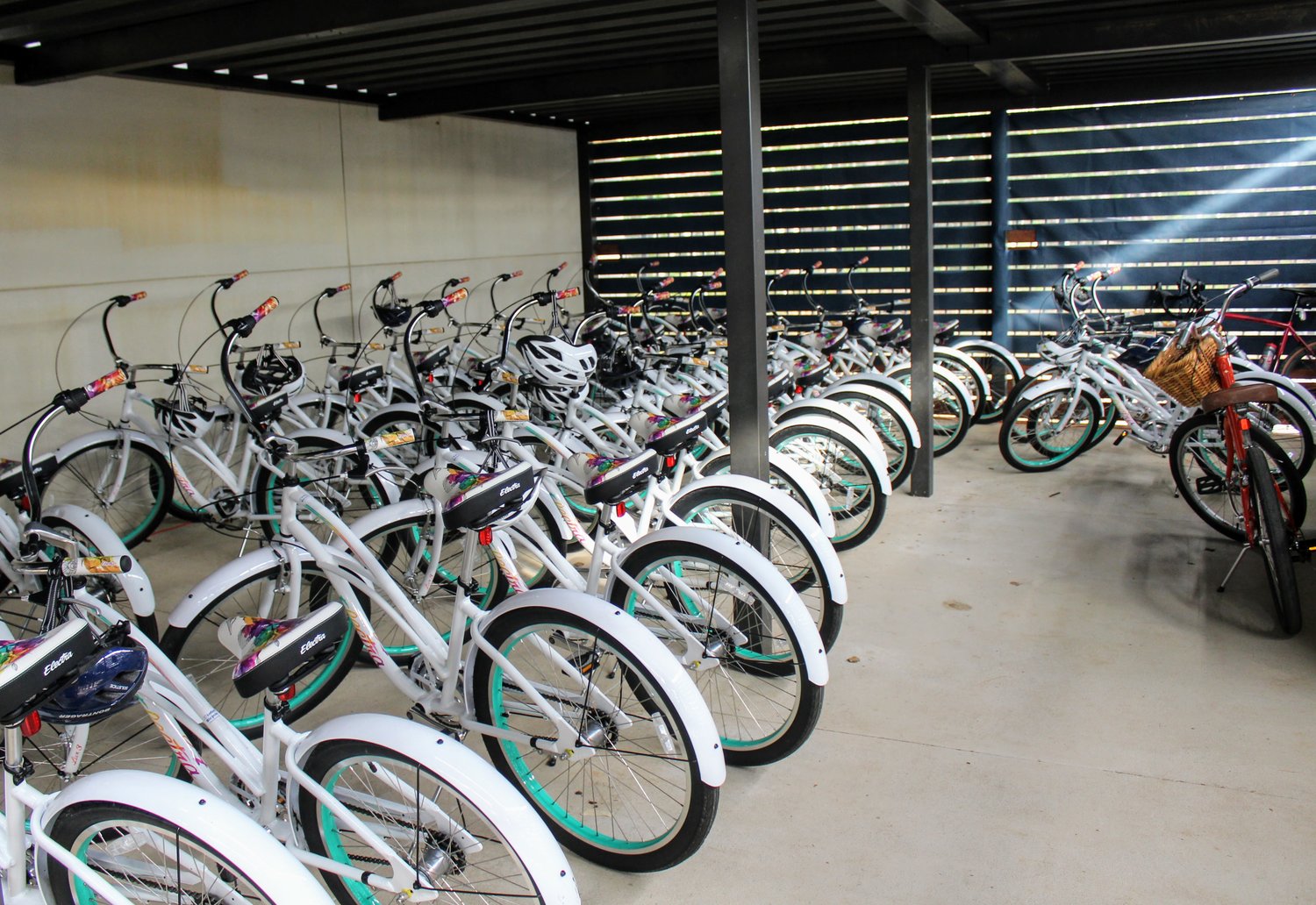 The fleet of bikes were purchased from Infinity Bikes in Orange Beach who worked for weeks to assemble the bikes.