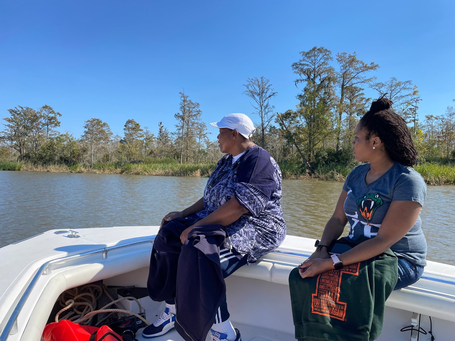 Author and historian Dr. Natalie Robertson and Delisha Marshall, descendant of Josephine and Gumpa Lee, travel to the Clotilda shipwreck site for the first time.