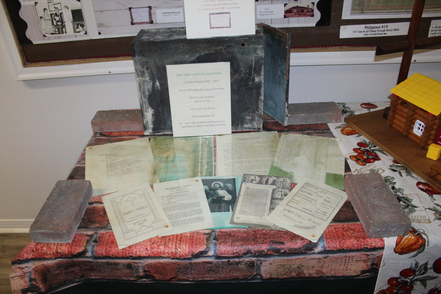 The time capsule contained a copy of the church newsletter, worship bulletins, leadership rosters, a membership roll and a written history of the time.