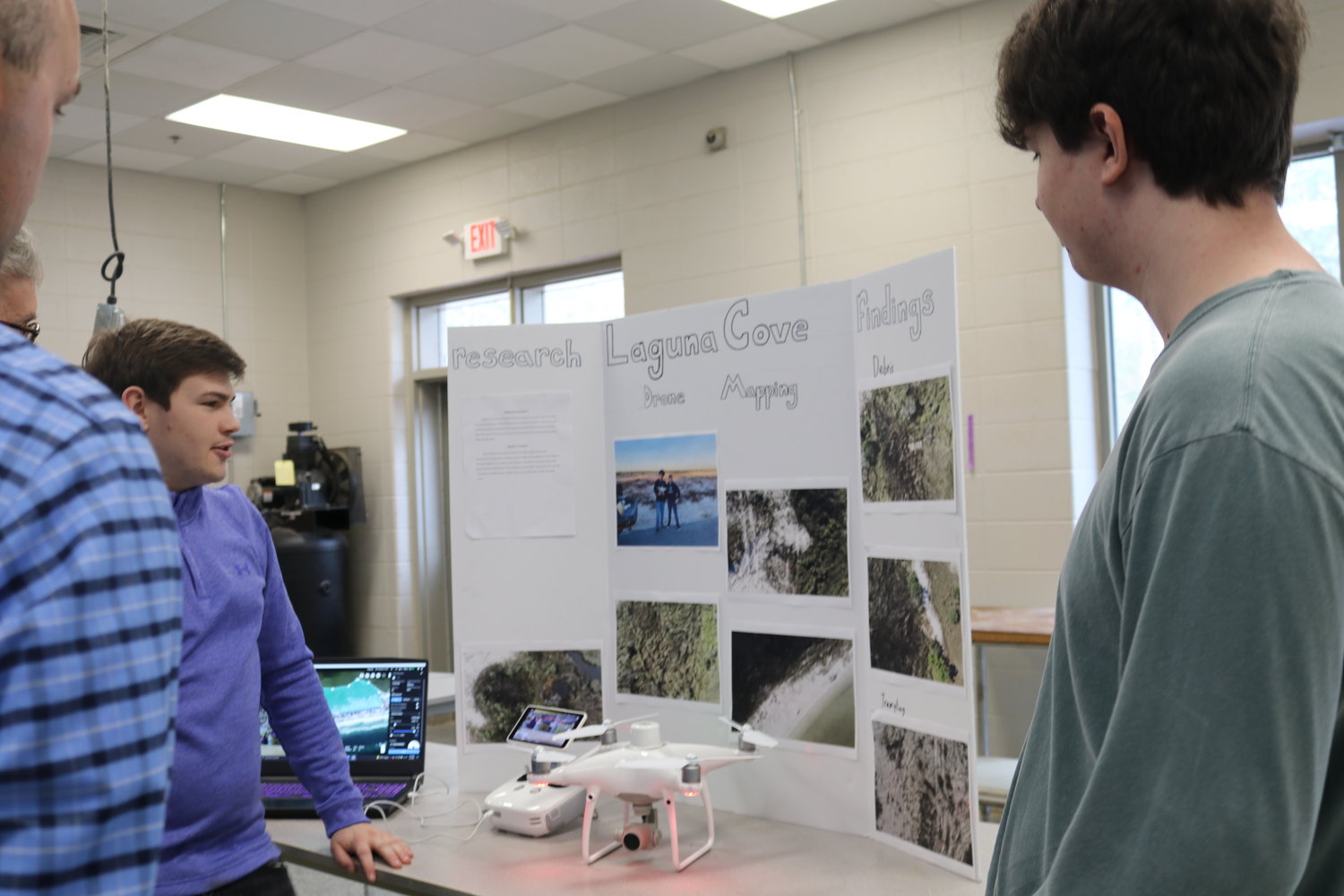 Austin Sparks and Mason Reffitt joined forces on a Capstone Project over drone mapping Laguna Cove shoreline. The students had their research, findings and technology displayed and were ready to answer questions from attendees.